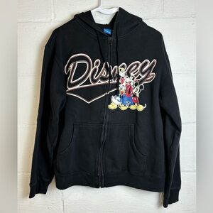 Disney Woman’s Casual Black Hooded Zip Up Cozy Lightweight Jacket Size Small